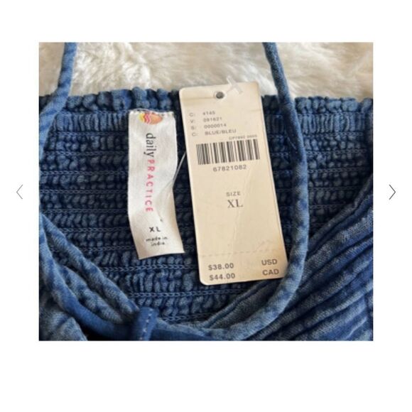 Anthropologie THE JERRY CINCHED Crop TOP Ruffled Cap Sleeve in Blue - Picture 6 of 7